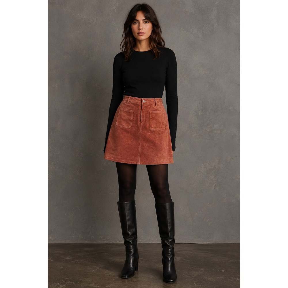 BLANKNYC Copper Suede Leather Mini Skirt‎ Indie Sleaze Y2K Western